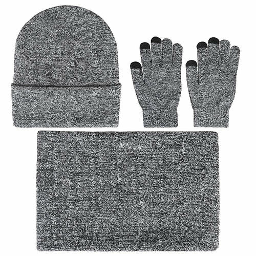 Mens Winter Beanie Hat And Neck Scarf Warmer Touch Screen Gloves Set - Yahko Merchandise