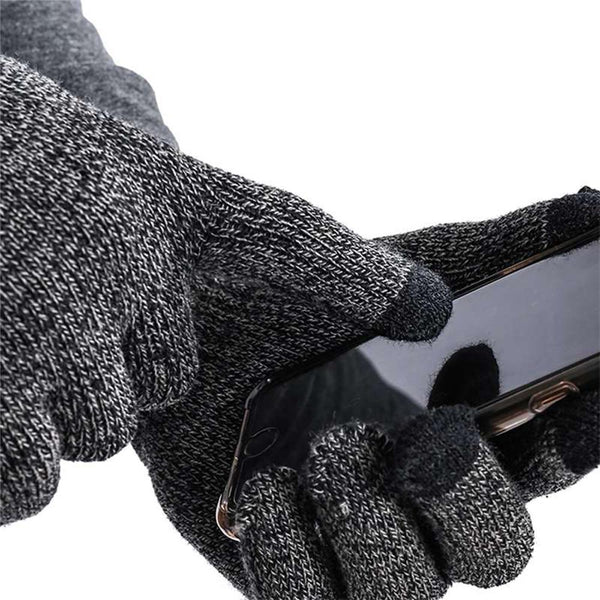 Mens Winter Beanie Hat And Neck Scarf Warmer Touch Screen Gloves Set - Yahko Merchandise