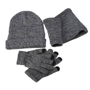Mens Winter Beanie Hat And Neck Scarf Warmer Touch Screen Gloves Set - Yahko Merchandise