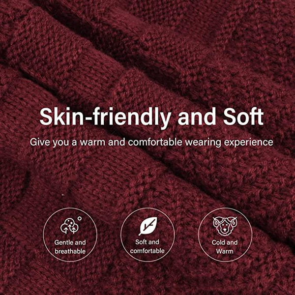 Mens Womens Winter Beanie Hat Scarf Set Warm Knit Hat Thick Fleece - Yahko Merchandise