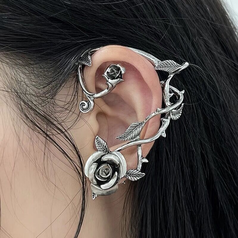 Metal Rose Earrings With Wrapped Ears - Yahko Merchandise