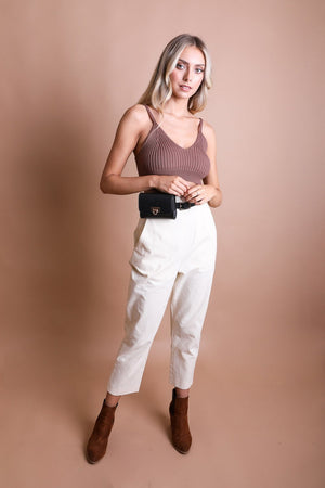 Mini Faux Leather Belt Bag – Chic with Gold Link Chain - Yahko Merchandise