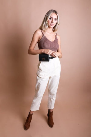 Mini Faux Leather Belt Bag – Chic with Gold Link Chain - Yahko Merchandise