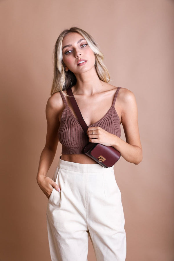 Mini Faux Leather Belt Bag – Chic with Gold Link Chain - Yahko Merchandise