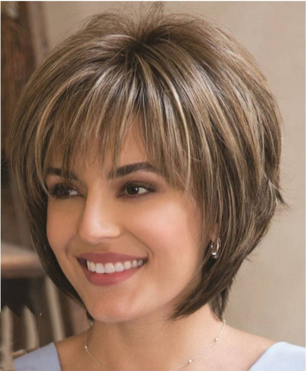 Mixed Blonde Brown Short Wigs Natural Hair Wigs Heat Resistant Hair Wig - Yahko Merchandise