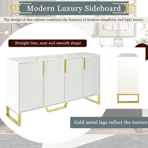 Modern Sideboard Kitchen Cabinet With Four Doors, Metal Handles And - Yahko Merchandise