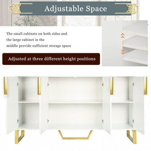 Modern Sideboard Kitchen Cabinet With Four Doors, Metal Handles And - Yahko Merchandise