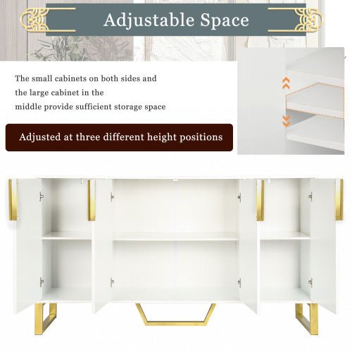 Modern Sideboard Kitchen Cabinet With Four Doors, Metal Handles And - Yahko Merchandise