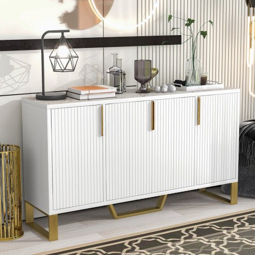 Modern Sideboard Kitchen Cabinet With Four Doors, Metal Handles And - Yahko Merchandise