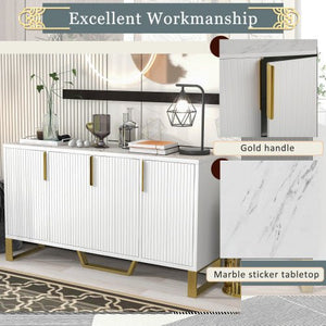 Modern Sideboard Kitchen Cabinet With Four Doors, Metal Handles And - Yahko Merchandise