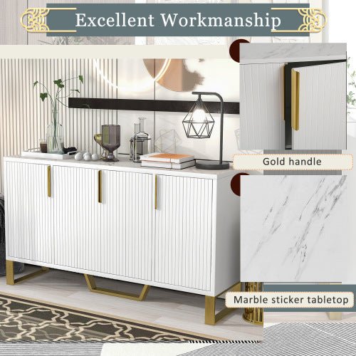 Modern Sideboard Kitchen Cabinet With Four Doors, Metal Handles And - Yahko Merchandise