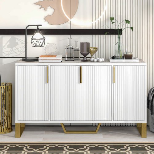 Modern Sideboard Kitchen Cabinet With Four Doors, Metal Handles And - Yahko Merchandise