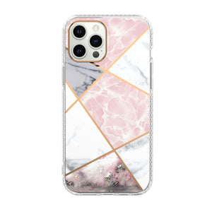 Mosaic Marble Pattern Floral Transparent Phone Case - Yahko Merchandise