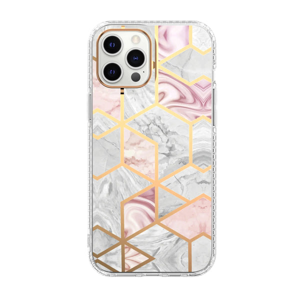 Mosaic Marble Pattern Floral Transparent Phone Case - Yahko Merchandise