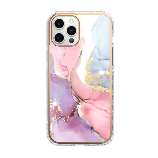 Mosaic Marble Pattern Floral Transparent Phone Case - Yahko Merchandise