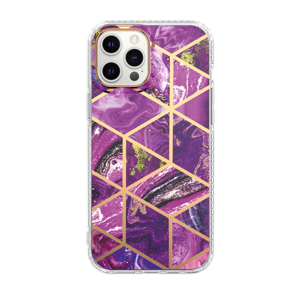 Mosaic Marble Pattern Floral Transparent Phone Case - Yahko Merchandise