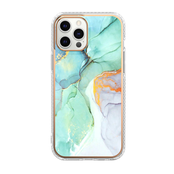 Mosaic Marble Pattern Floral Transparent Phone Case - Yahko Merchandise