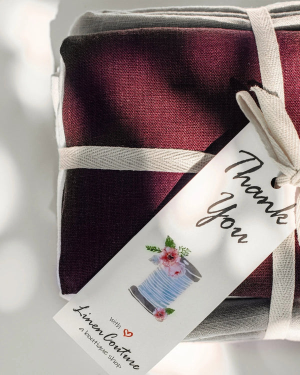 Natural linen napkins, short finish - Yahko Merchandise
