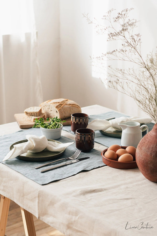 Natural linen napkins, short finish - Yahko Merchandise