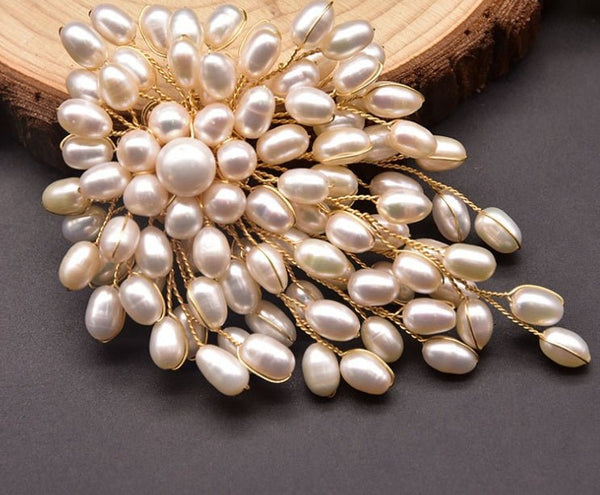 Natural Pearl Brooch Female European And American Retro Pure Hand - woven Pearl Brooch - Yahko Merchandise