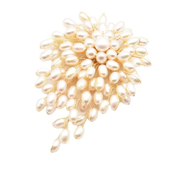 Natural Pearl Brooch Female European And American Retro Pure Hand - woven Pearl Brooch - Yahko Merchandise