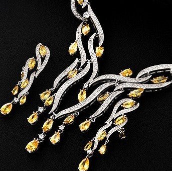 New Crystal Jewelry Zircon Jewelry Set Tassel Pendant - Yahko Merchandise