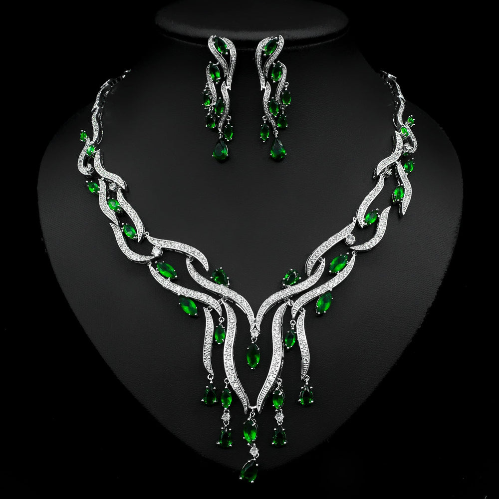 New Crystal Jewelry Zircon Jewelry Set Tassel Pendant - Yahko Merchandise