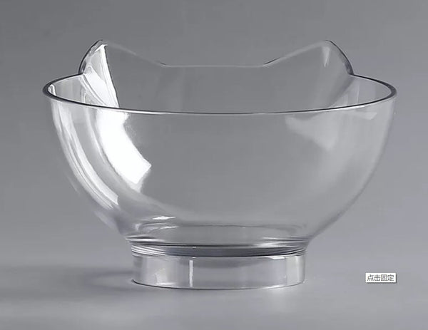 New Inclined Food Cat Ear Oblique Mouth Transparent Single Pet Bowl - Yahko Merchandise