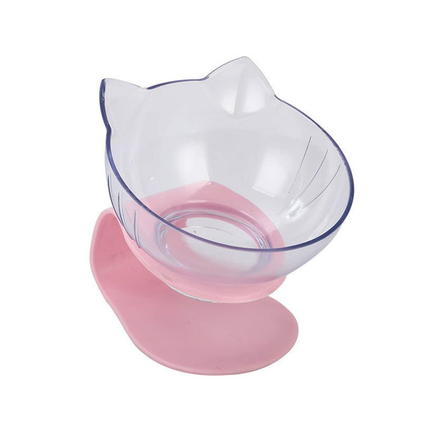 New Inclined Food Cat Ear Oblique Mouth Transparent Single Pet Bowl - Yahko Merchandise