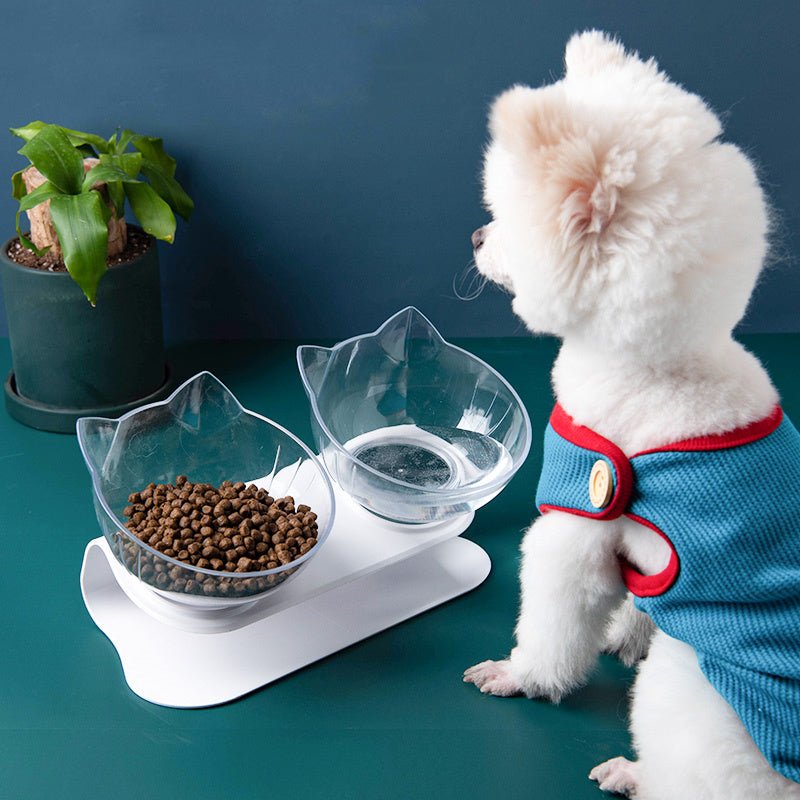 New Inclined Food Cat Ear Oblique Mouth Transparent Single Pet Bowl - Yahko Merchandise