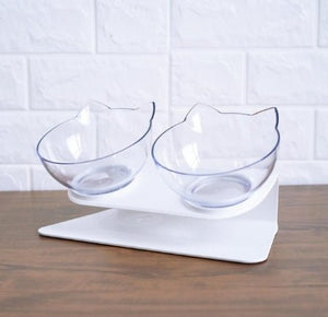 New Inclined Food Cat Ear Oblique Mouth Transparent Single Pet Bowl - Yahko Merchandise