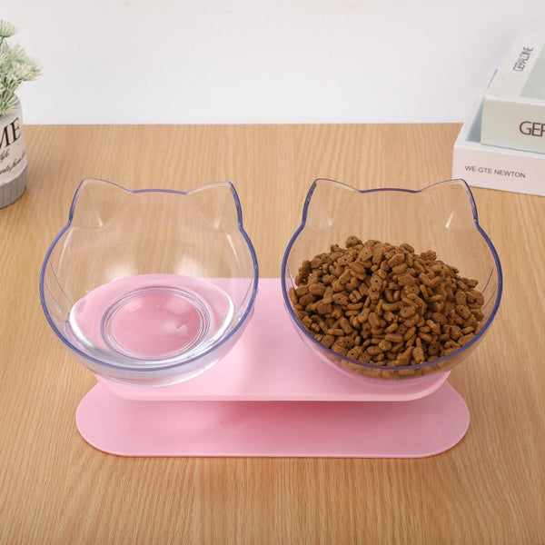 New Inclined Food Cat Ear Oblique Mouth Transparent Single Pet Bowl - Yahko Merchandise