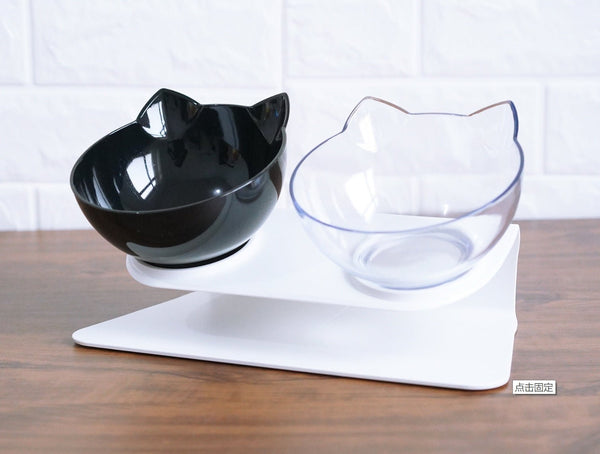 New Inclined Food Cat Ear Oblique Mouth Transparent Single Pet Bowl - Yahko Merchandise
