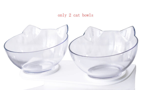 New Inclined Food Cat Ear Oblique Mouth Transparent Single Pet Bowl - Yahko Merchandise