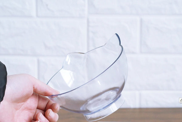 New Inclined Food Cat Ear Oblique Mouth Transparent Single Pet Bowl - Yahko Merchandise