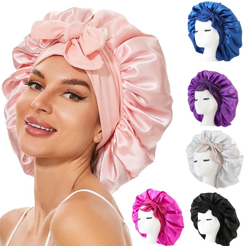 New Silk Bonnet For Sleeping Women Satin Bonnet Hair Bonnet Night Sleep Cap Scarf Wrap For Curly Hair With Tie Band For Curly Hair - Yahko Merchandise