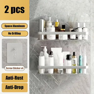 NoDrill WallMounted Bathroom Kitchen Storage Shelf - Yahko Merchandise