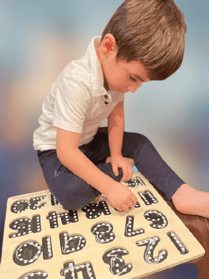 NUMBER PUZZLE - CHALKBOARD BASE WITH TRACERS - Number Tracing Puzzle - Yahko Merchandise
