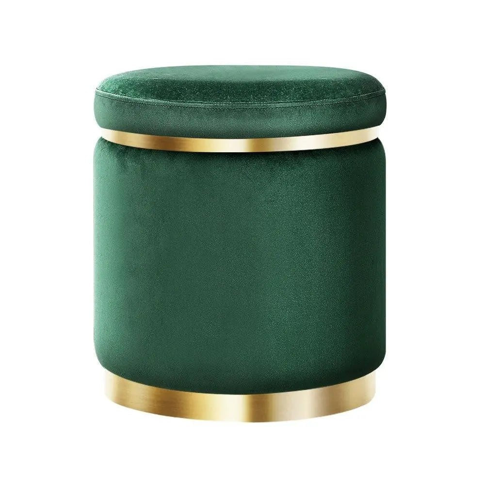 Ottoman Round Velvet Foot Stool Foot Rest Pouffe Padded Seat Pouf Home - Yahko Merchandise