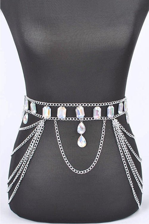 Oversize Acrylic Stone Layered Chain Belt - Yahko Merchandise