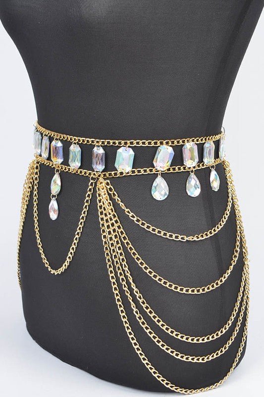Oversize Acrylic Stone Layered Chain Belt - Yahko Merchandise