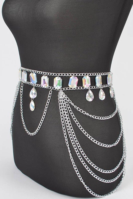 Oversize Acrylic Stone Layered Chain Belt - Yahko Merchandise