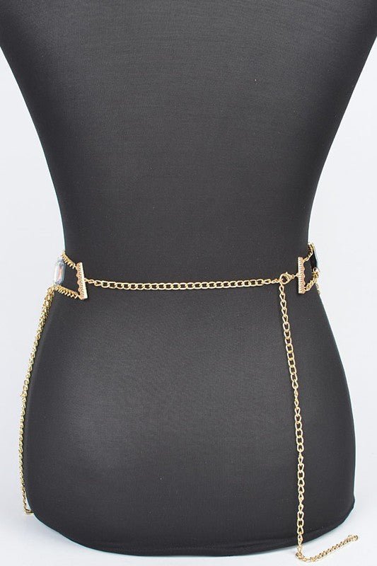 Oversize Acrylic Stone Layered Chain Belt - Yahko Merchandise