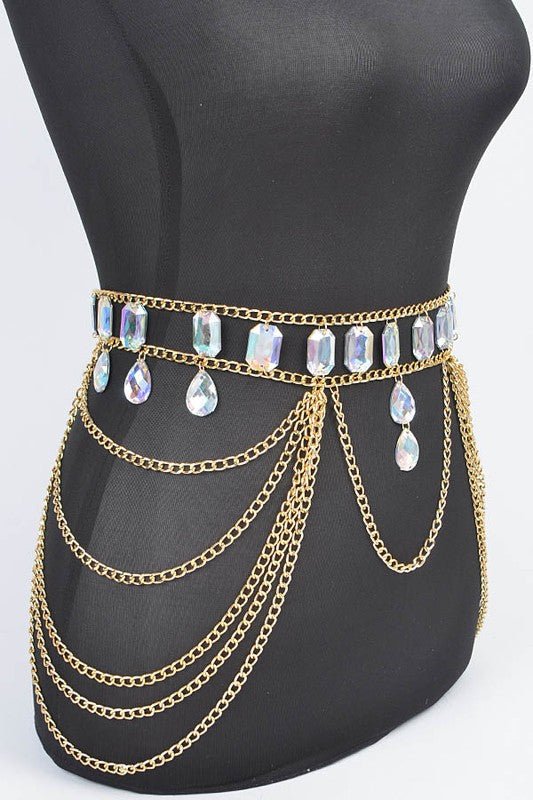 Oversize Acrylic Stone Layered Chain Belt - Yahko Merchandise