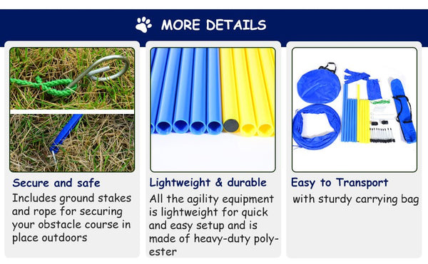 PawHut Dog Agility Starter Kit Pet Outdoor Exercise Training Set - Yahko Merchandise