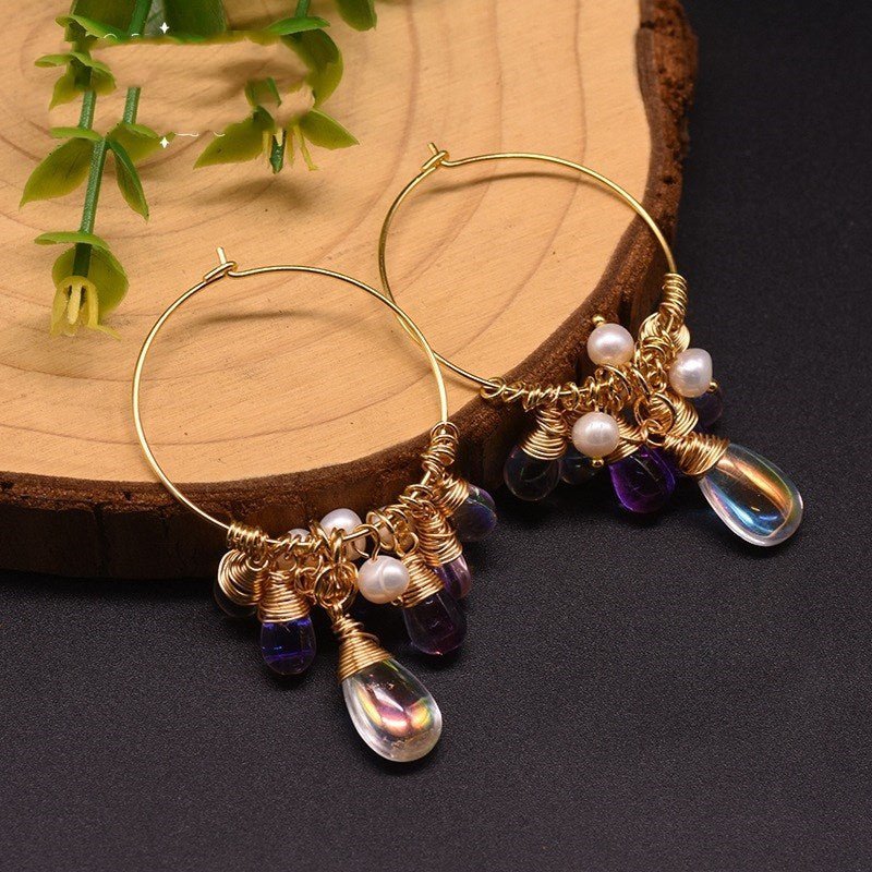 Pearl Czech crystal earrings - Yahko Merchandise