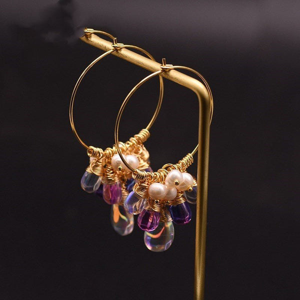 Pearl Czech crystal earrings - Yahko Merchandise