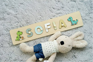 Personalized Wooden Dinosaur Name Puzzle – Fun & Educational Toy for - Yahko Merchandise