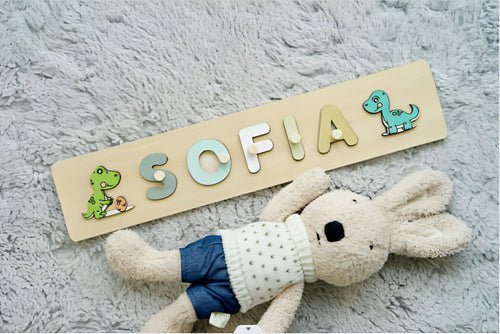 Personalized Wooden Dinosaur Name Puzzle – Fun & Educational Toy for - Yahko Merchandise