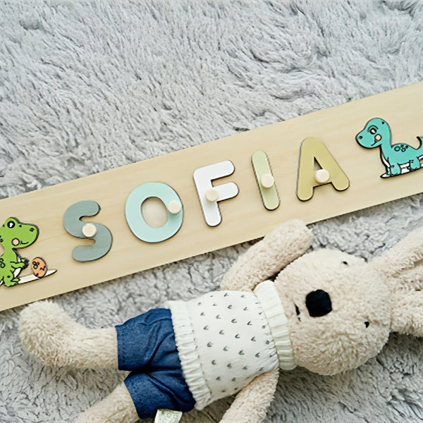 Personalized Wooden Dinosaur Name Puzzle – Fun & Educational Toy for - Yahko Merchandise